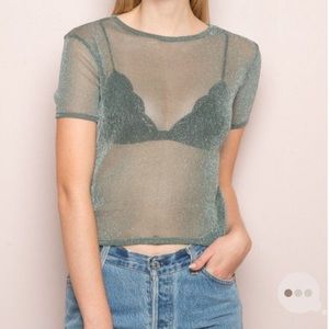 Brandy Melville Green Glitter Porter Top